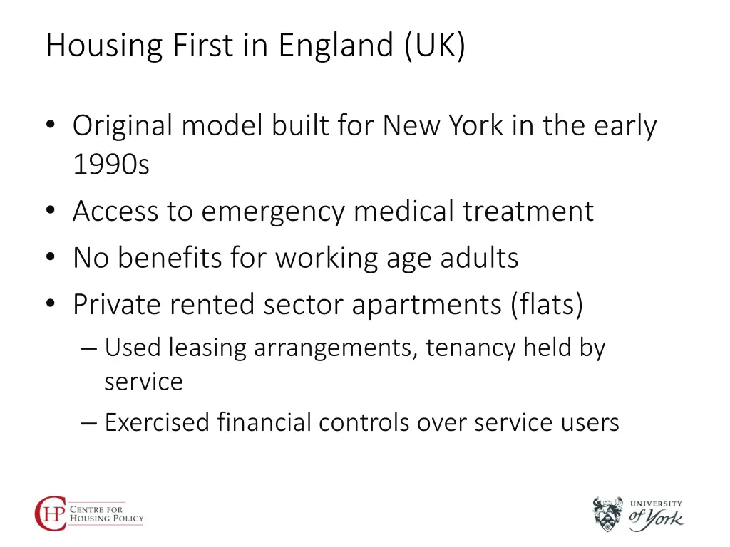 housing first in england uk