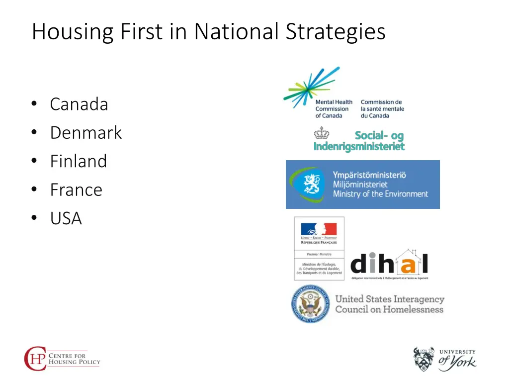 housing first in national strategies