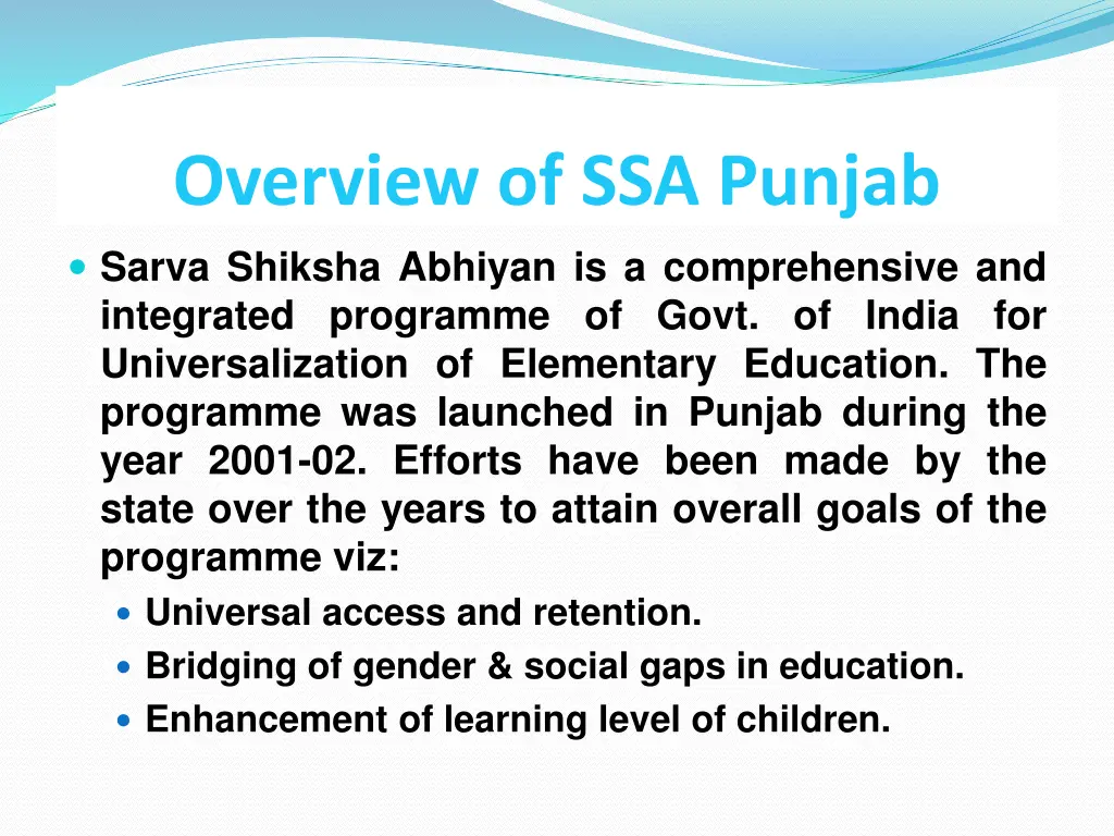 overview of ssa punjab sarva shiksha abhiyan