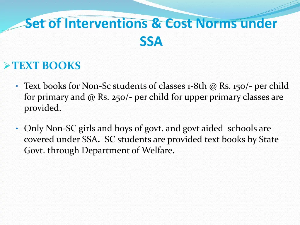 set of interventions cost norms under ssa 1