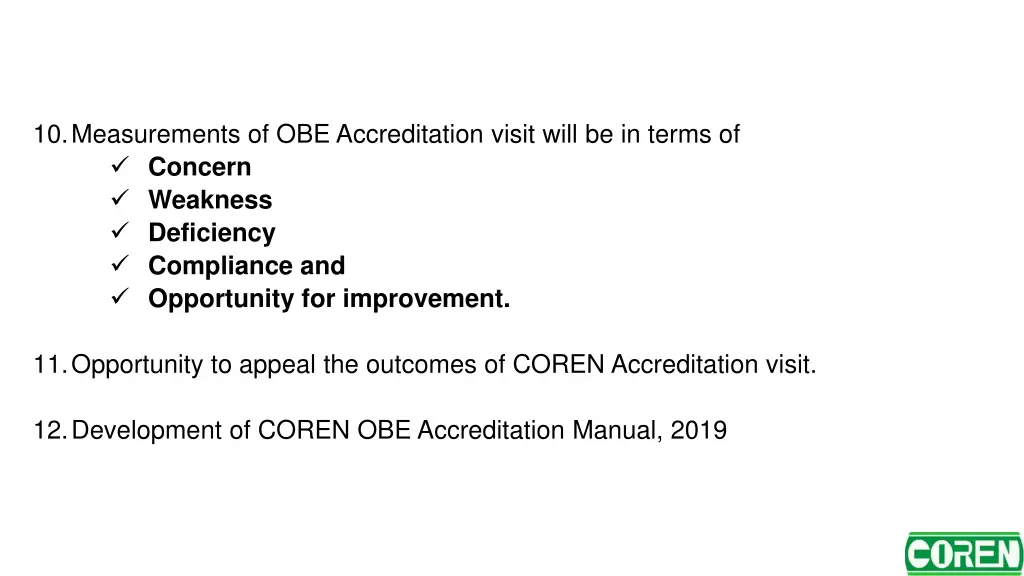 10 measurements of obe accreditation visit will