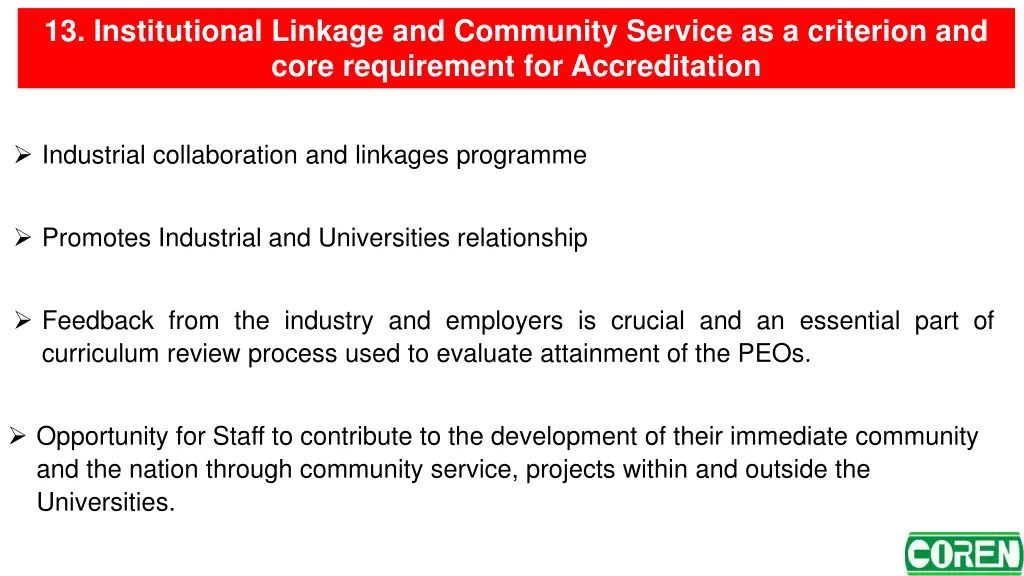 13 institutional linkage and community service