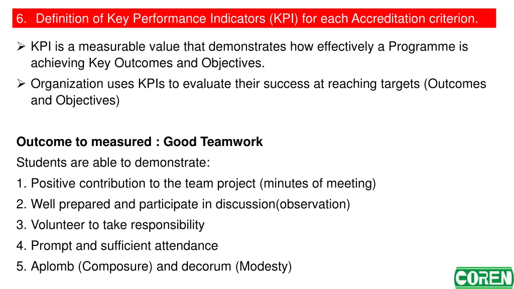 6 definition of key performance indicators