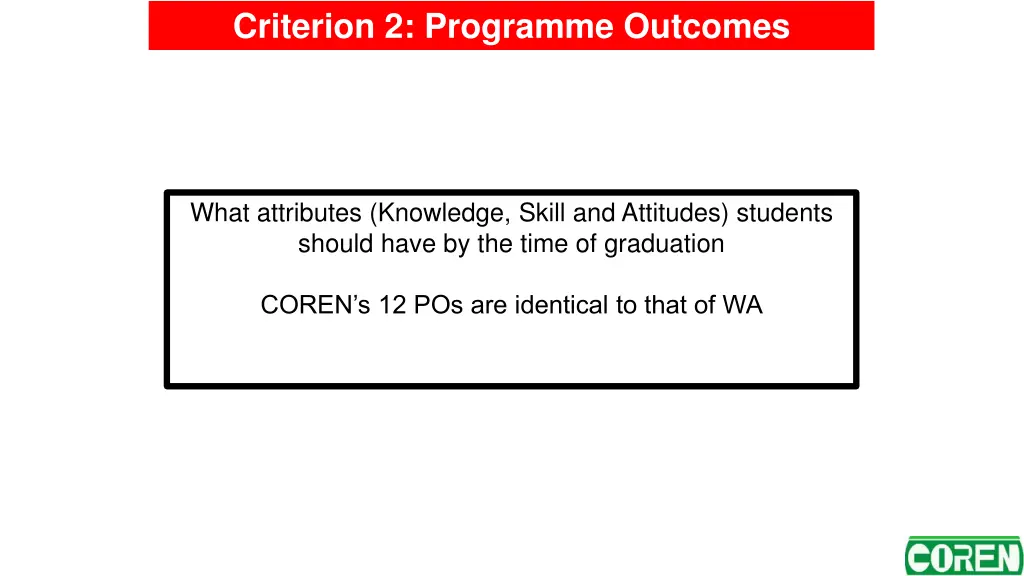 criterion 2 programme outcomes