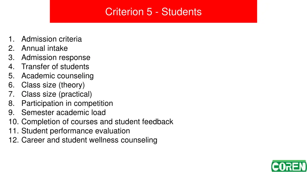 criterion 5 students