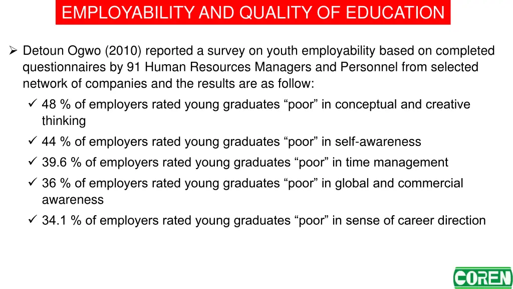 employability and quality of education