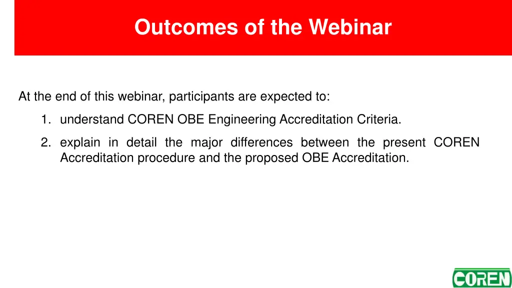 outcomes of the webinar