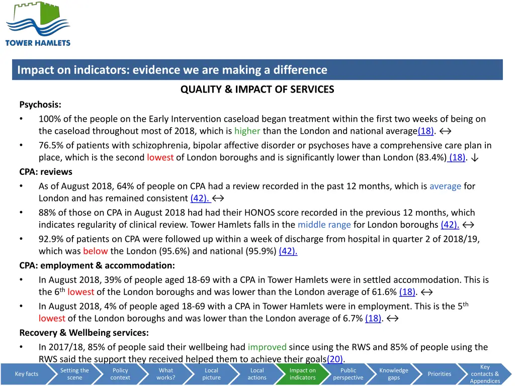 impact on indicators evidence we are making 2