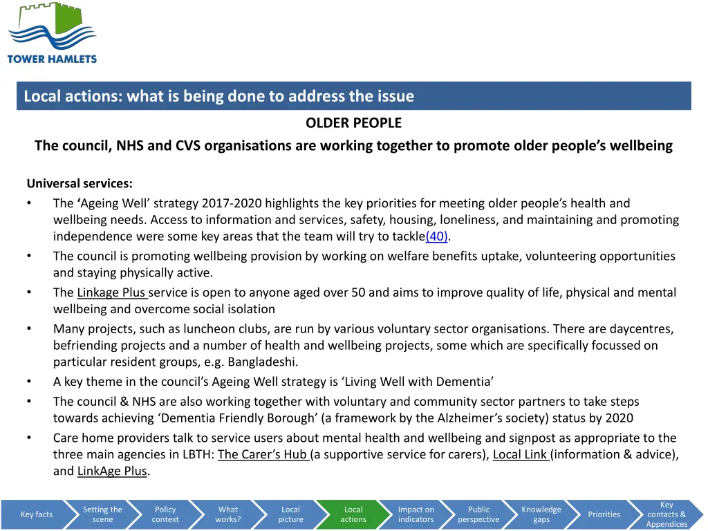 local actions what is being done to address 10