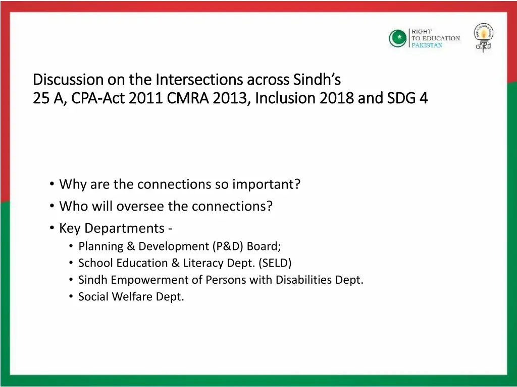 discussion on the intersections across sindh