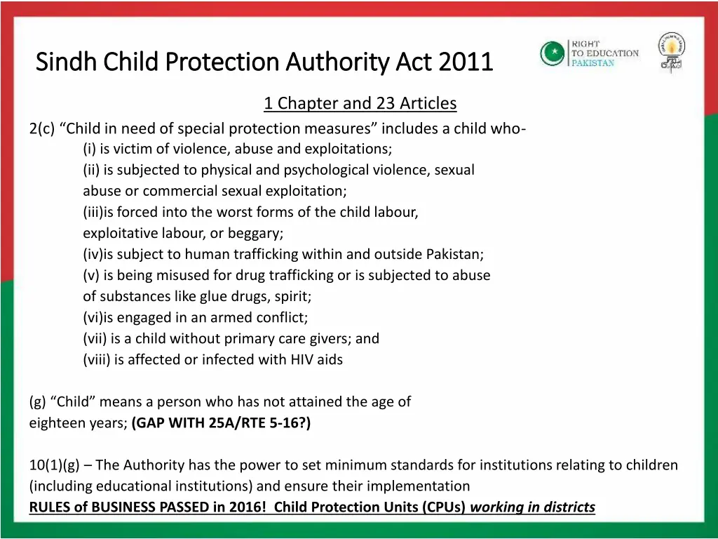 sindh child protection authority act 2011 sindh