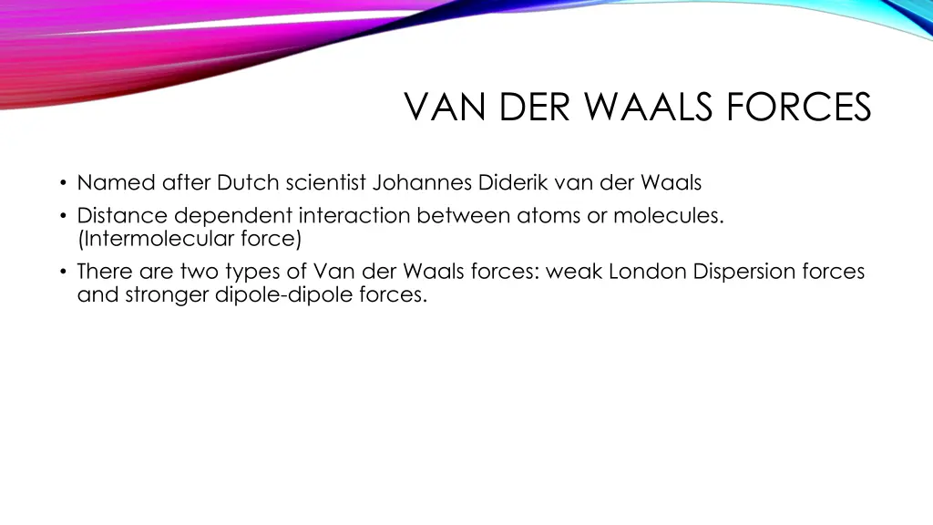 van der waals forces