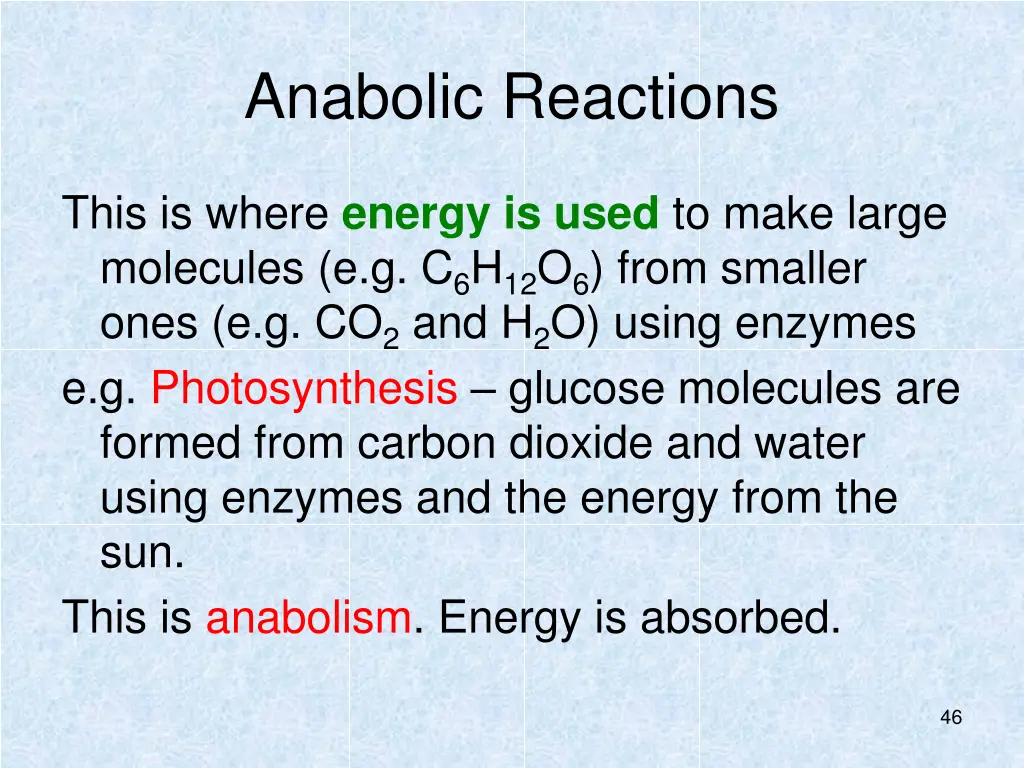 anabolic reactions