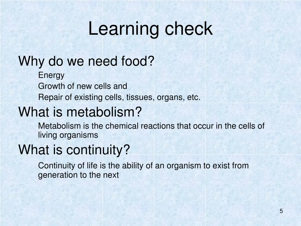 learning check