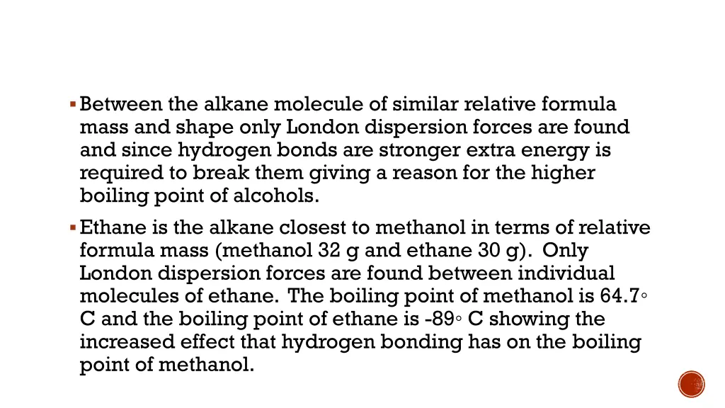 between the alkane molecule of similar relative