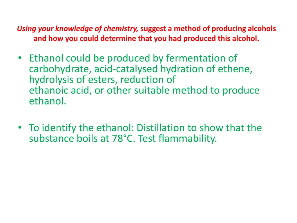 using your knowledge of chemistry suggest