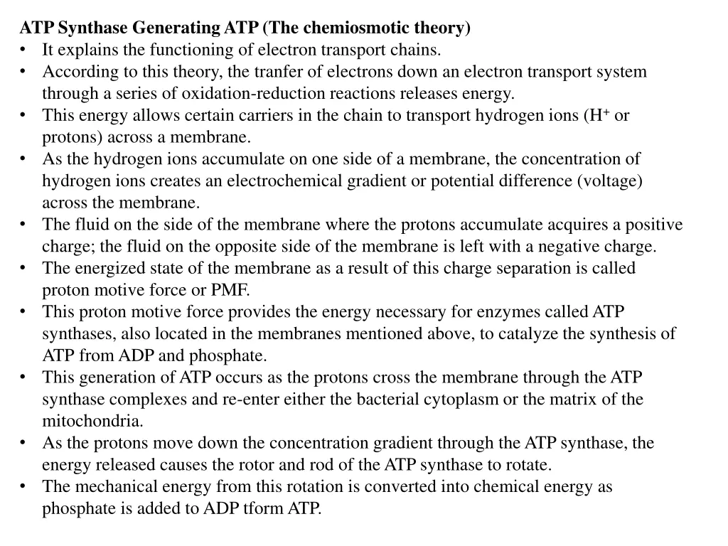 atp synthase generating atp the chemiosmotic