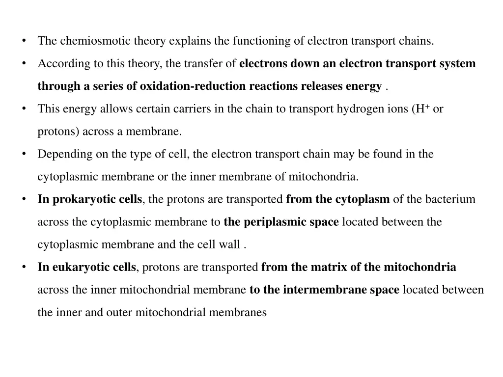 the chemiosmotic theory explains the functioning