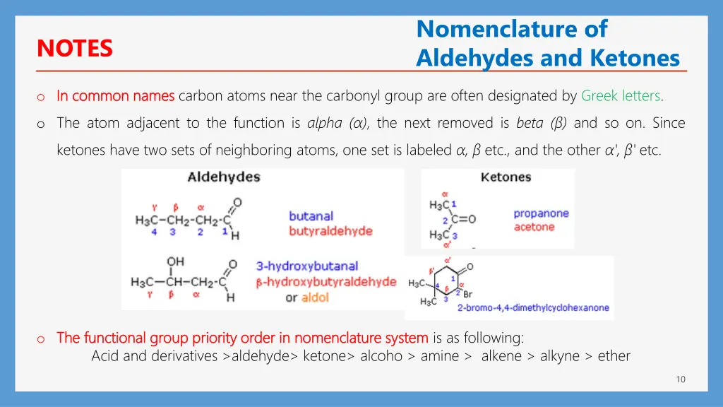 nomenclature of aldehydes and ketones