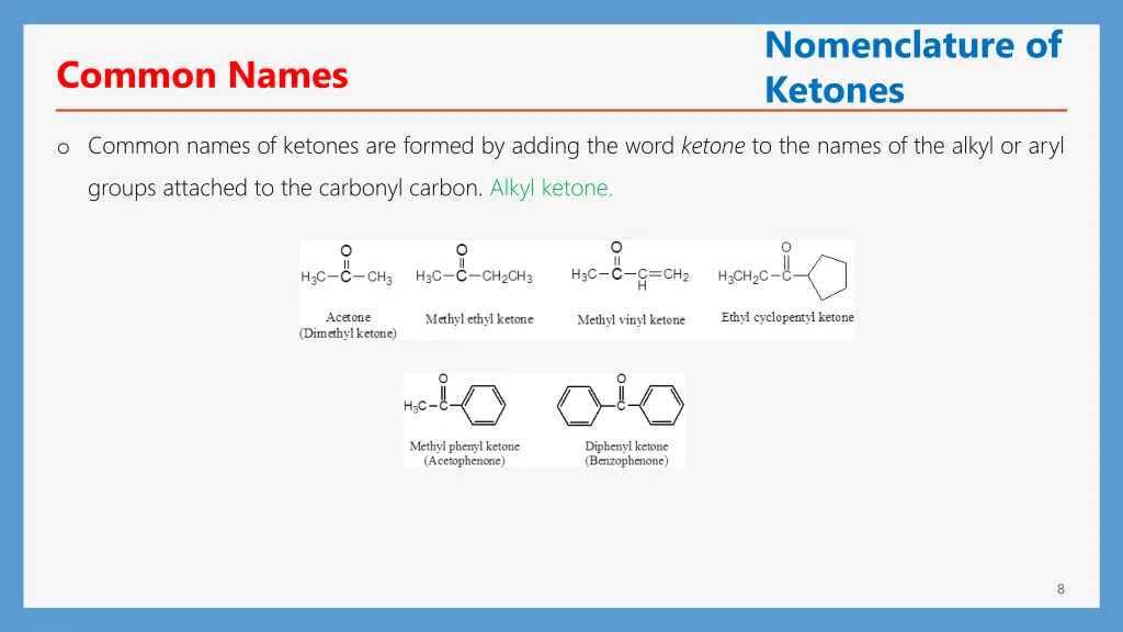 nomenclature of ketones