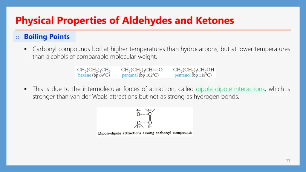 physical properties of aldehydes and ketones