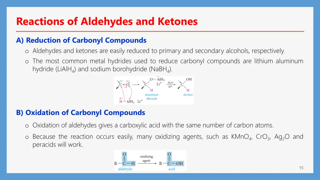 reactions of aldehydes and ketones