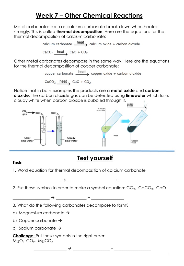 week 7 other chemical reactions