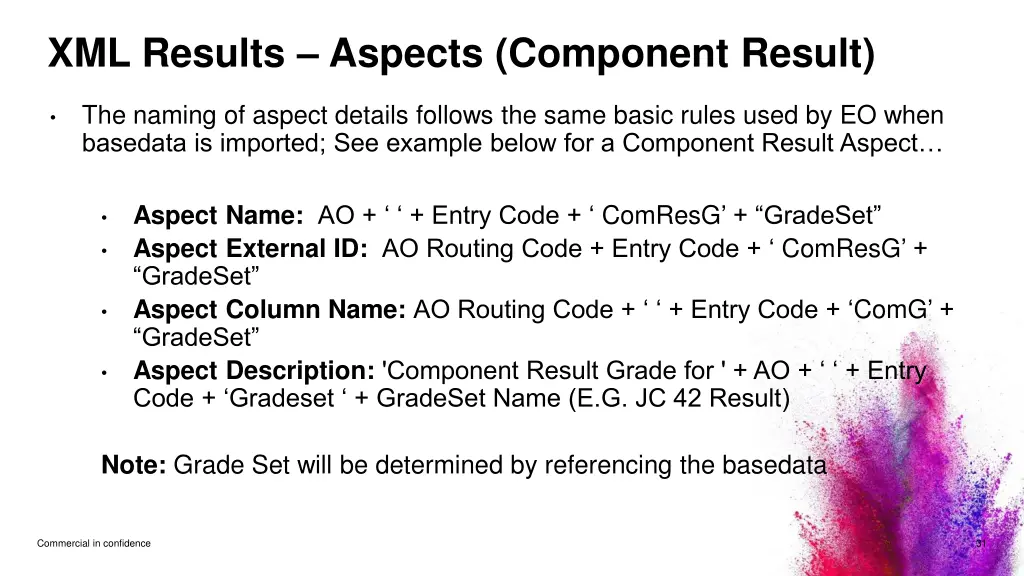 xml results aspects component result