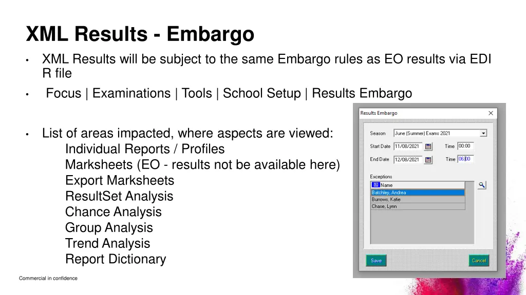 xml results embargo