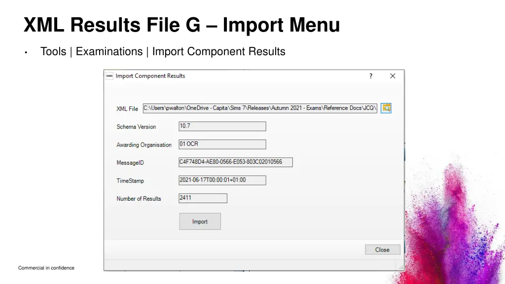 xml results file g import menu 1