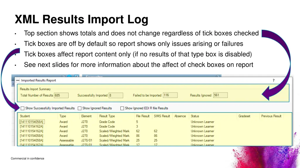 xml results import log 1