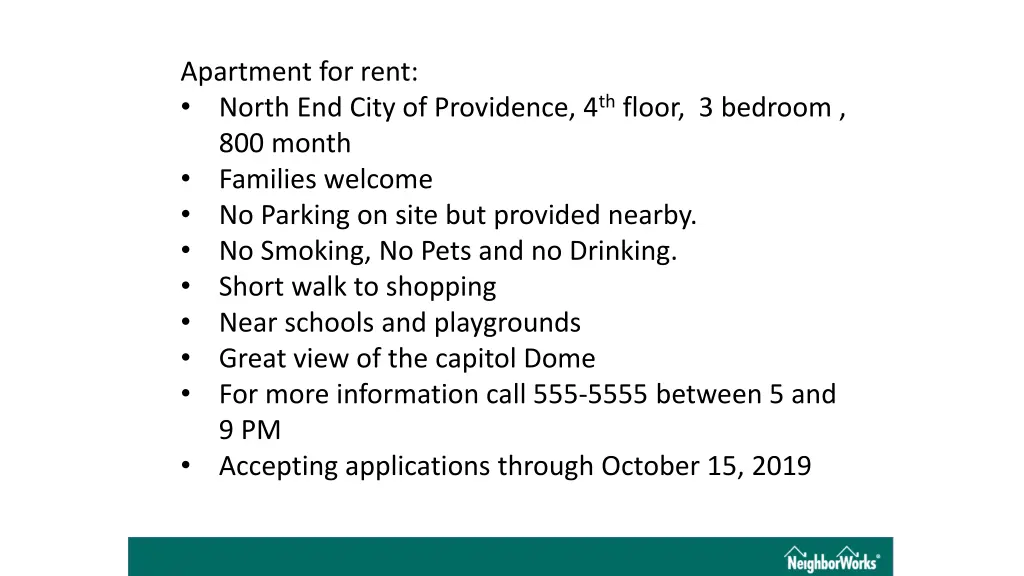 apartment for rent north end city of providence