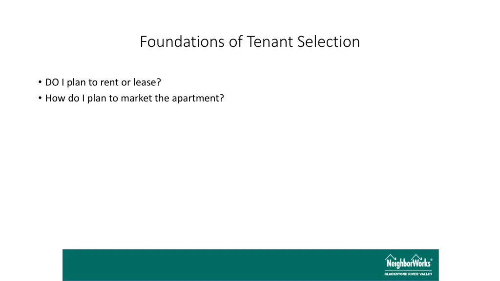 foundations of tenant selection