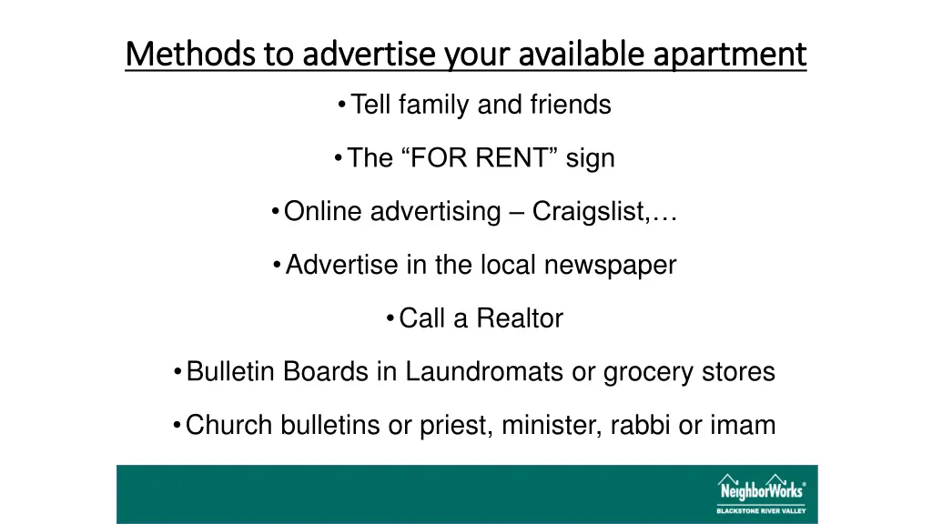 methods to advertise your available apartment