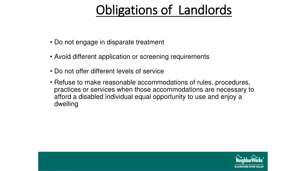 obligations of landlords obligations of landlords