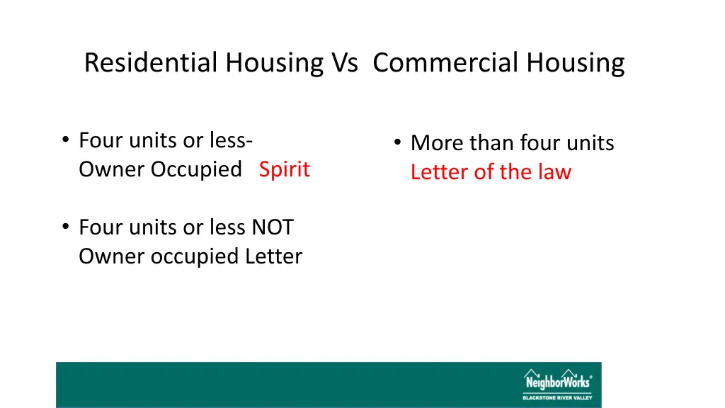 residential housing vs commercial housing