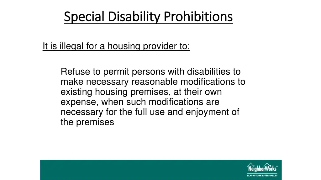 special disability prohibitions special