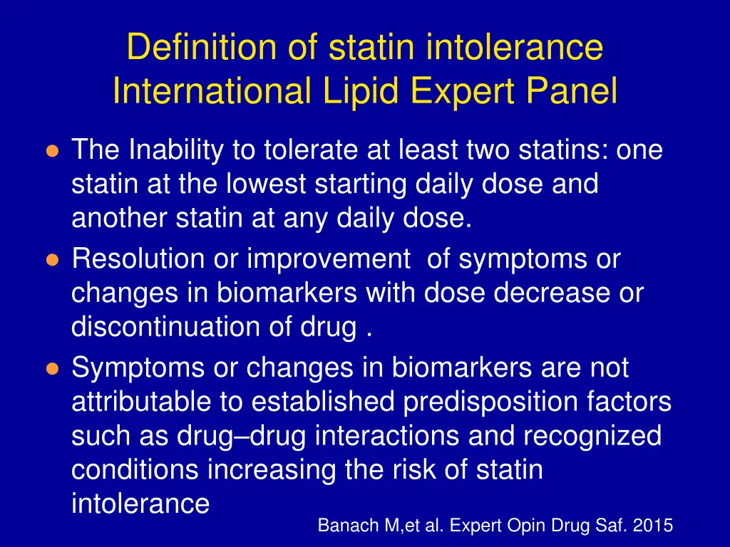 definition of statin intolerance international