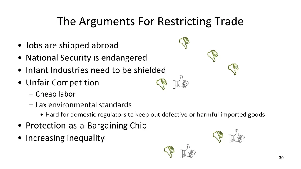 the arguments for restricting trade