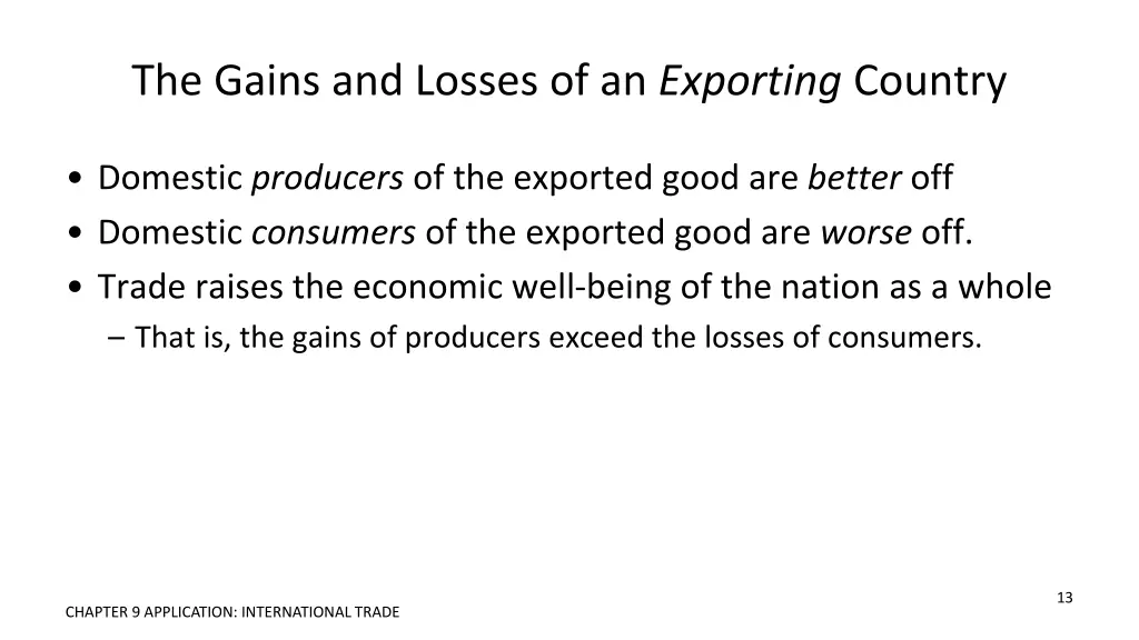 the gains and losses of an exporting country 1