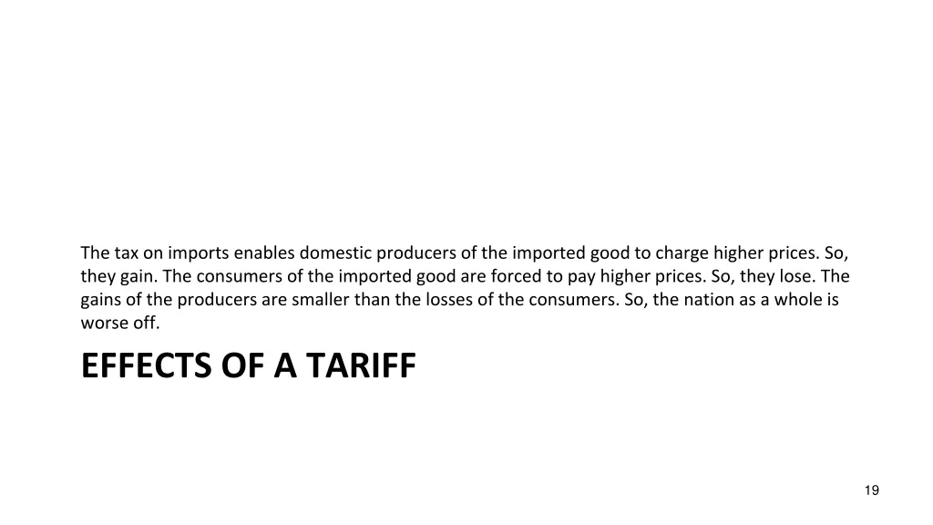 the tax on imports enables domestic producers