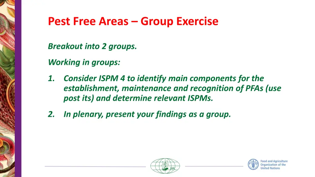 pest free areas group exercise