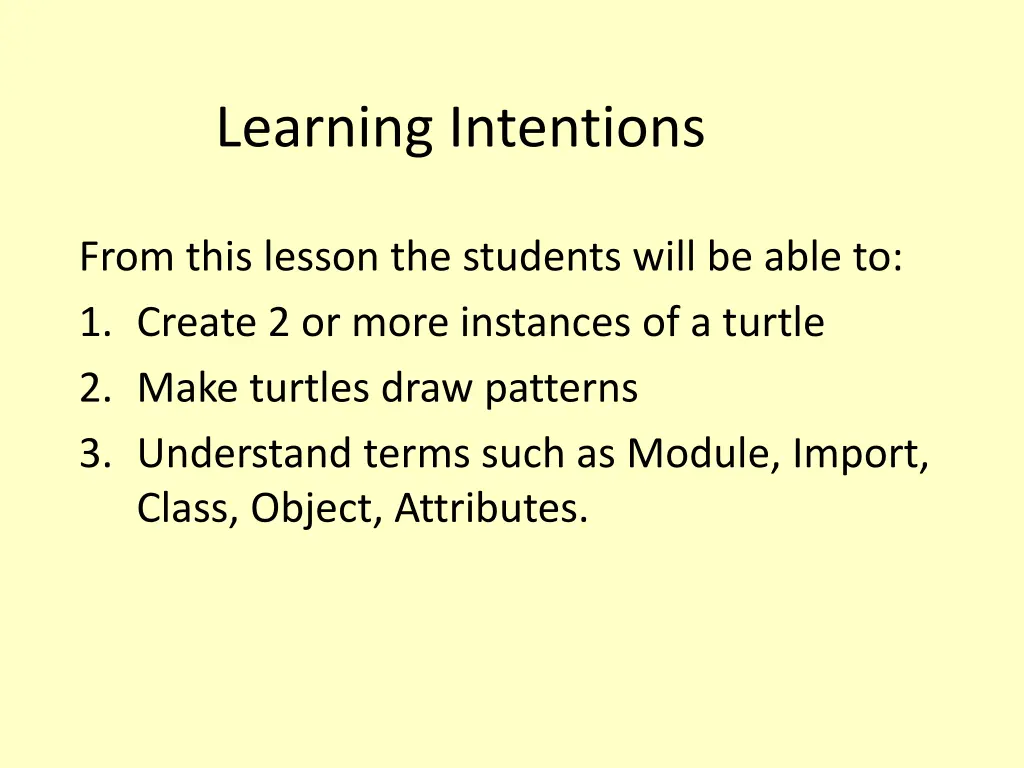 learning intentions