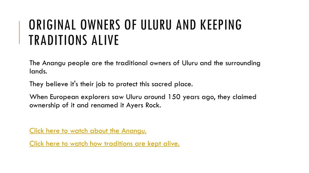 original owners of uluru and keeping traditions