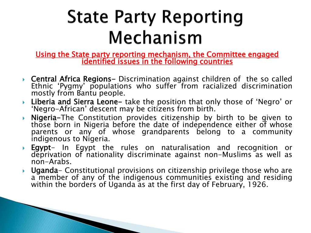 using the state party reporting mechanism