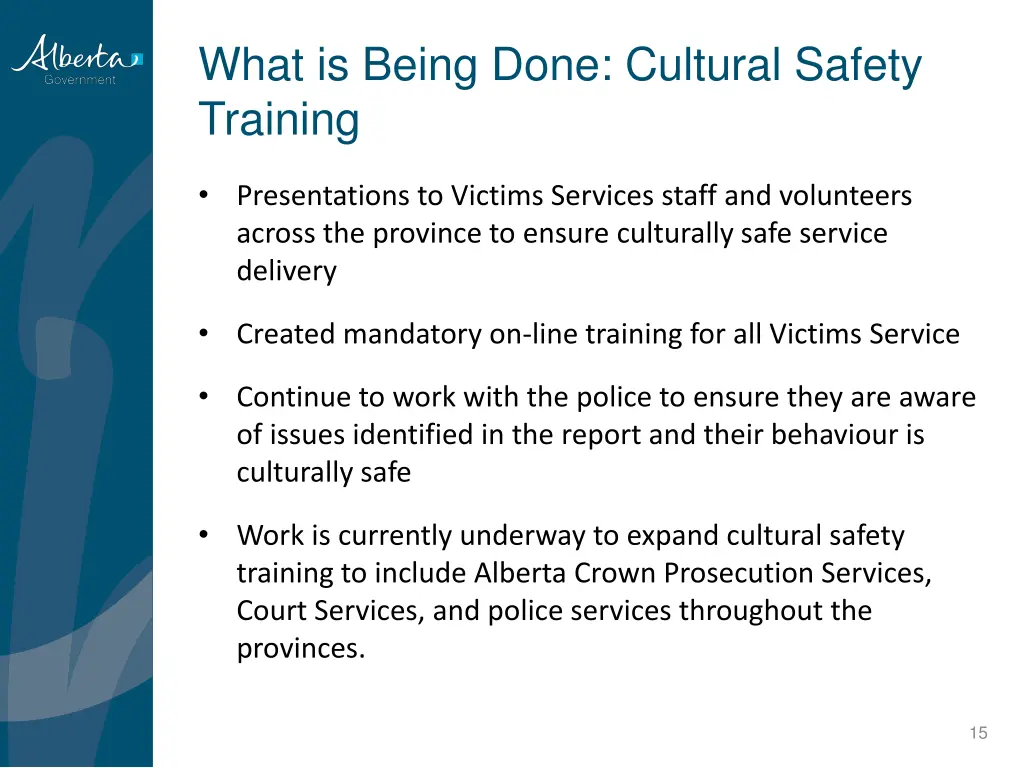 what is being done cultural safety training