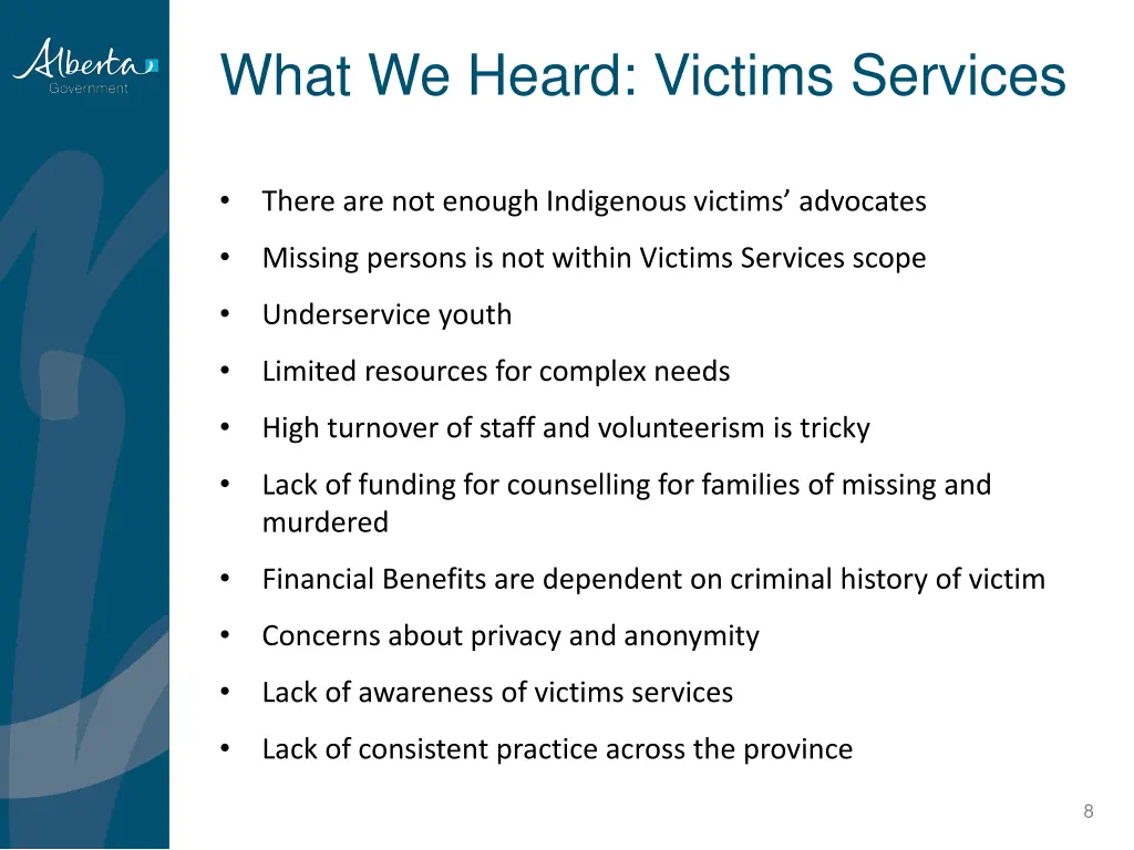 what we heard victims services