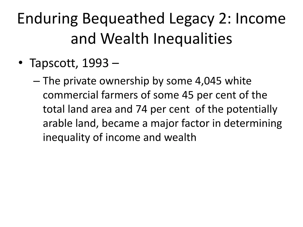 enduring bequeathed legacy 2 income and wealth