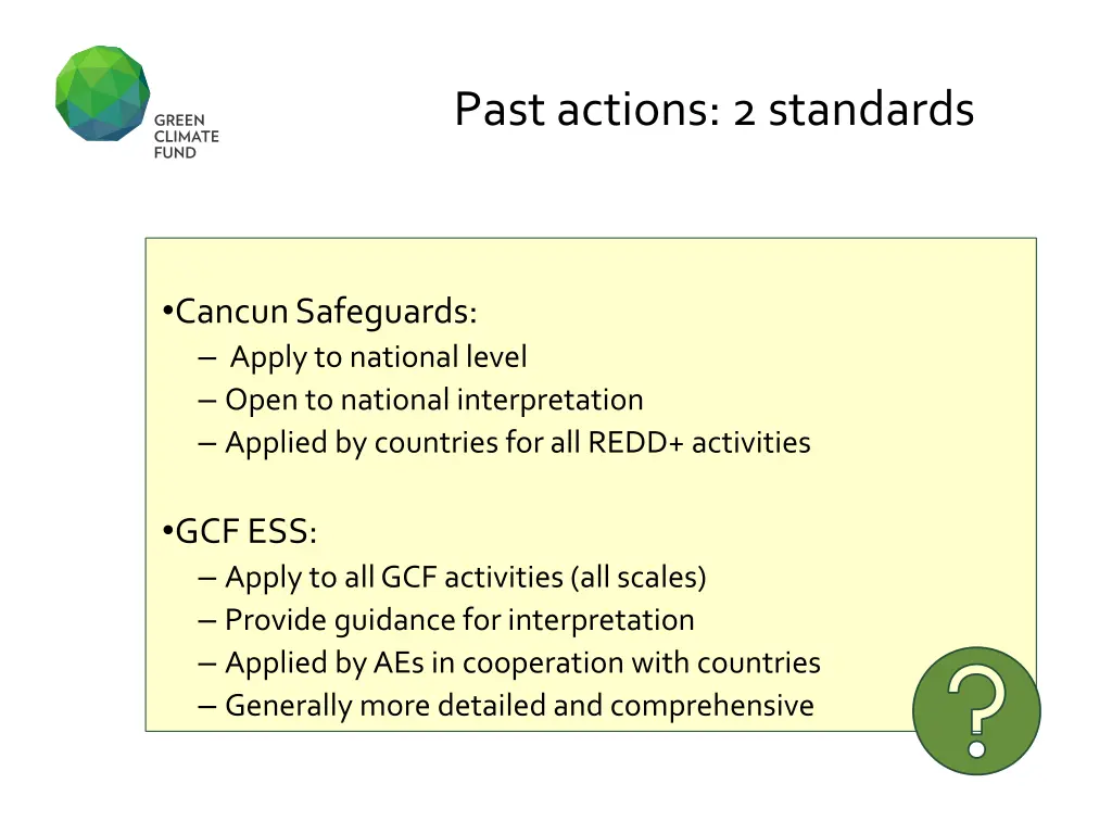 past actions 2 standards