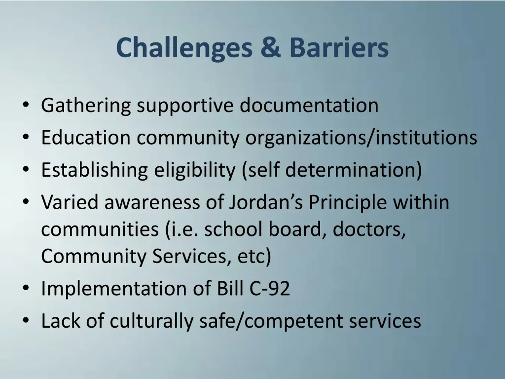 challenges barriers